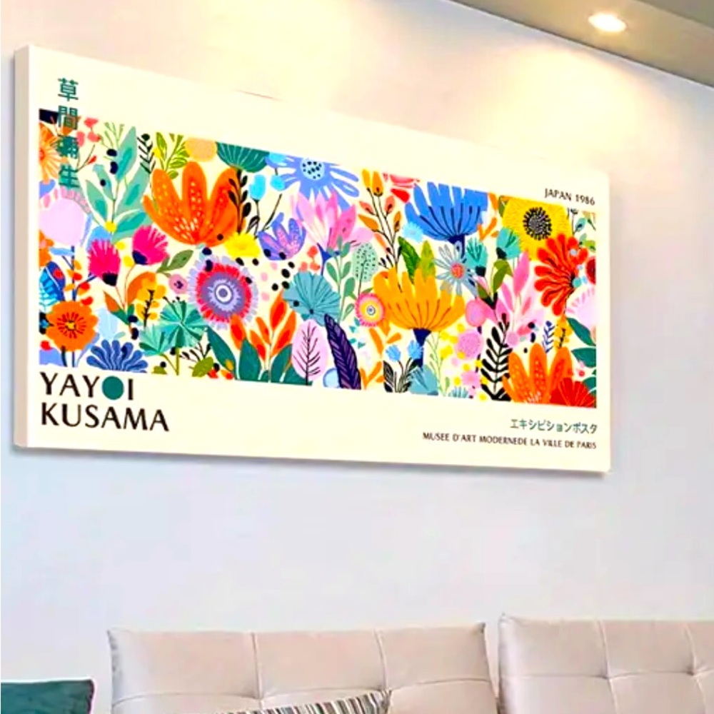 Colorful Floral Canvas Art by Yayoi Kusama